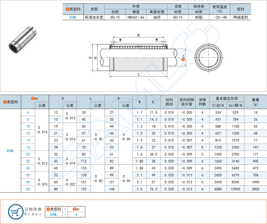直線軸承，加長(zhǎng)軸承型