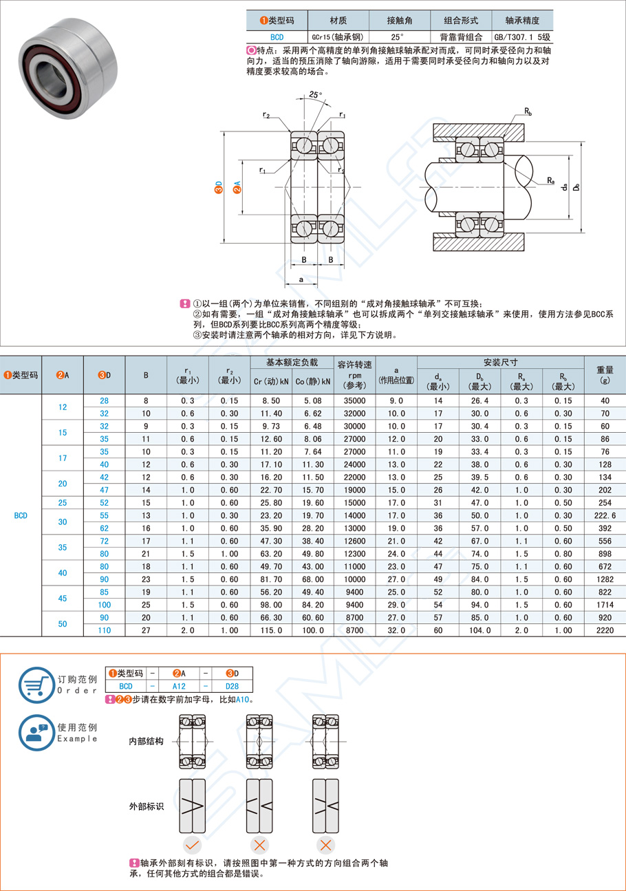 背靠背組合型成對(duì)角接觸球軸承特點(diǎn)功能 背靠背組合型成對(duì)角接觸球軸承特點(diǎn)功能